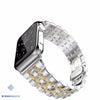 Stainless Steel 7 Link Apple Watch Band - Silver Gold Strip / 42mm or 44mm