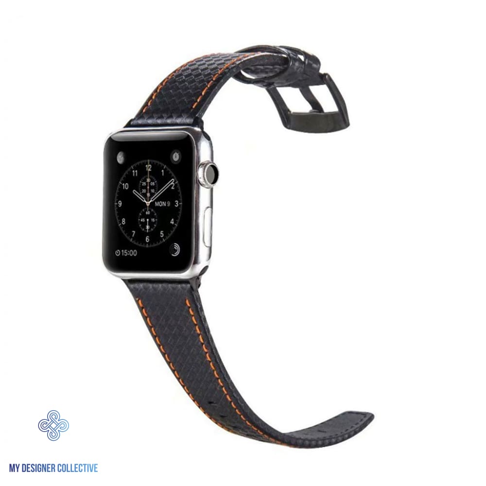 Chalonne Calfskin Luxury Leather Apple Watch Band Small: 38mm/40mm/41mm / Space Gray/Graphite
