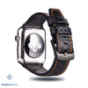 Hamilton Carbon Fiber Leather Watch Band for Apple - Black Orange / 42mm