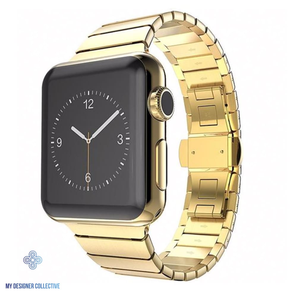 Premium Stainless Steel Link Watch Band with Butterfly Closure for Apple Watch