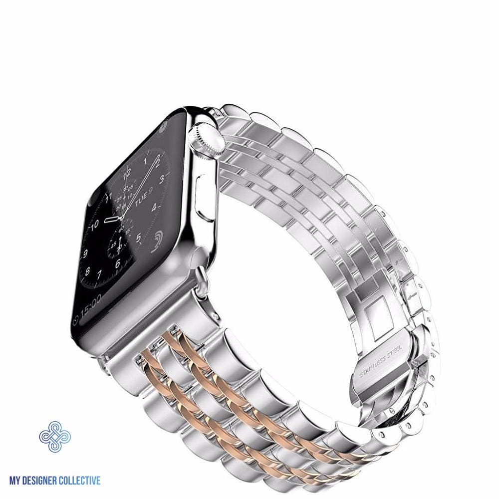 Apple Watch Band Repurposed Classic LV Monogram Eclipse Graphite, Series 7-9 42mm/44mm / Silver