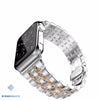 Stainless Steel 7 Link Apple Watch Band - Silver Rose Gold Strip / 42mm or 44mm
